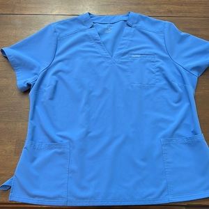 Jaanuu 2XL Chambray blue 3pocket scrub top